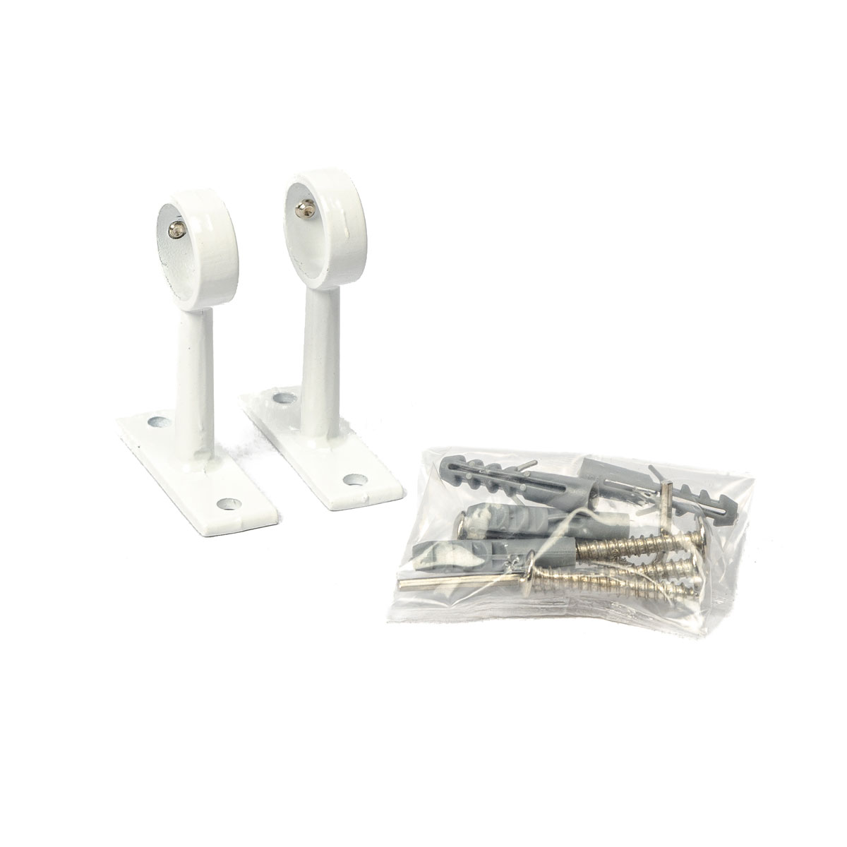 Conjunto de 2 suportes brancos para var&atilde;o