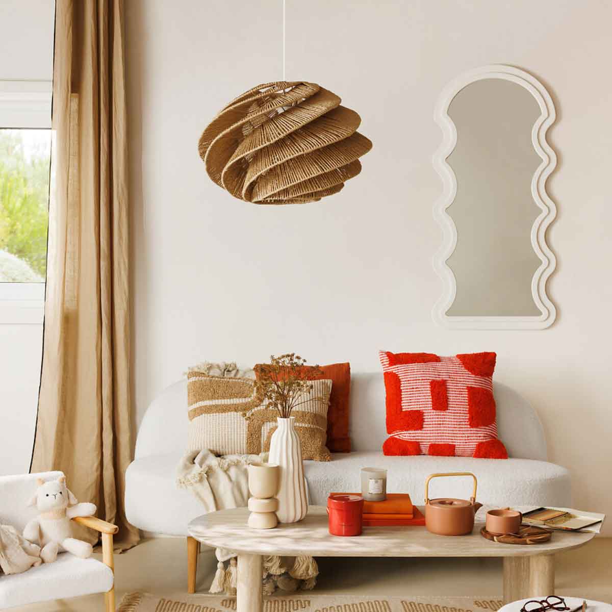 Candeeiro de teto OZAN bege 54,5cm