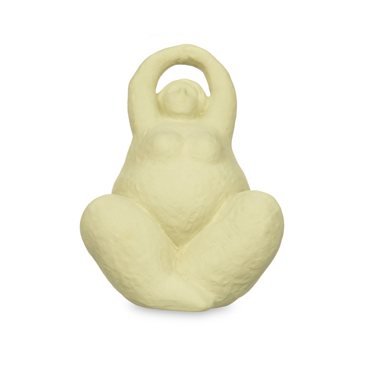 Est&aacute;tua figura de mulher yoga em cer&acirc;mica verde 18cm