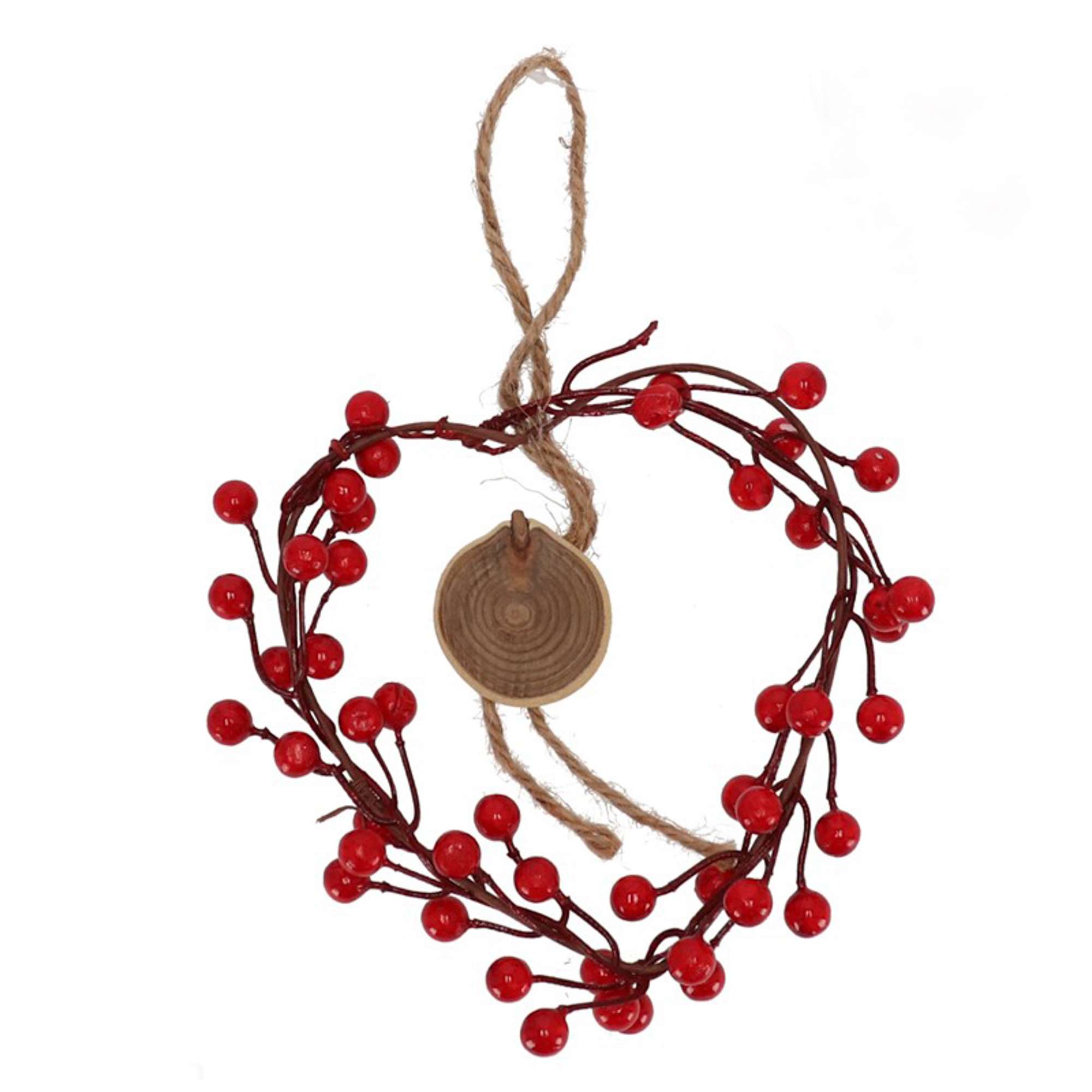 Coroa de natal em forma de cora&ccedil;&atilde;o com bagas