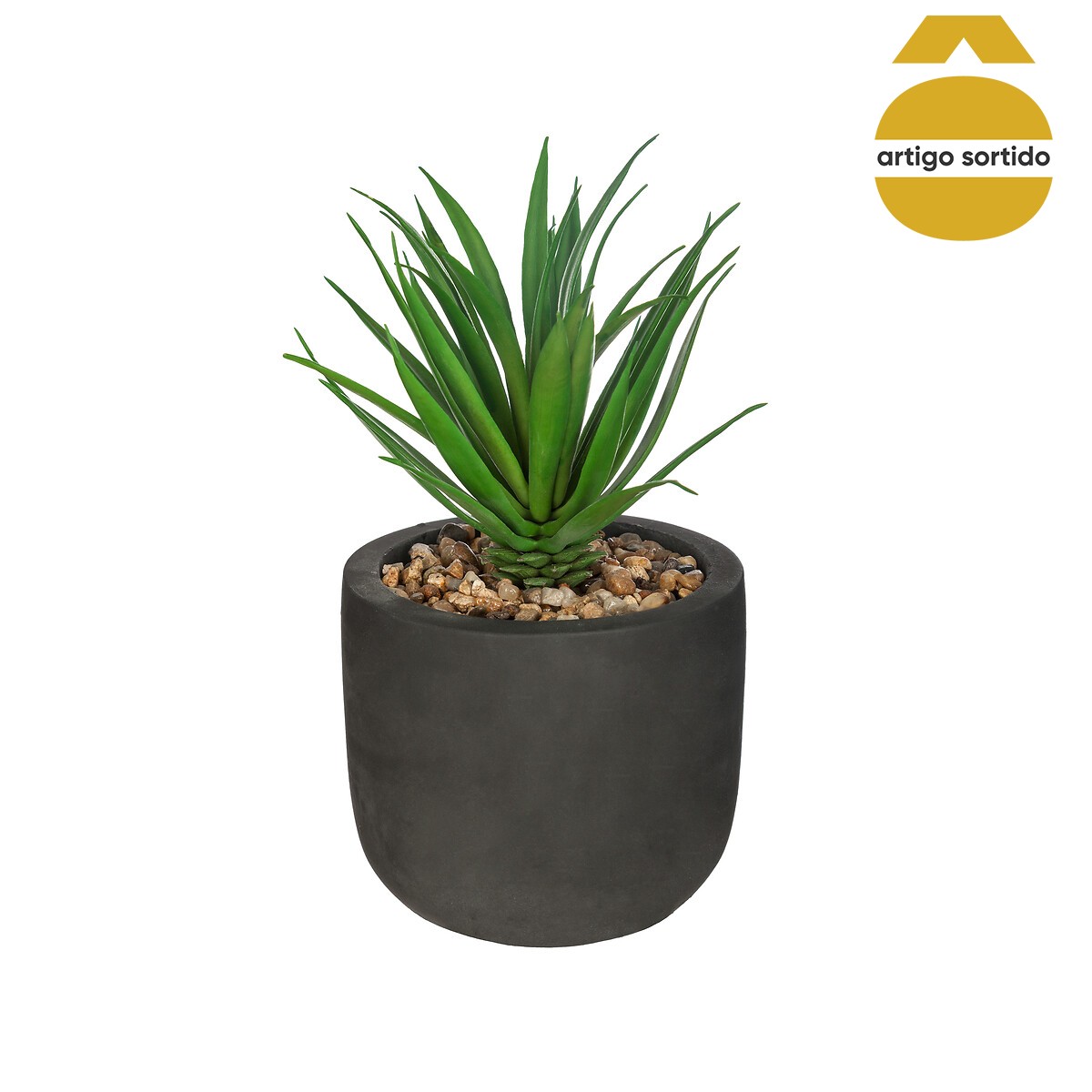 Vaso de cimento preto com planta 20cm