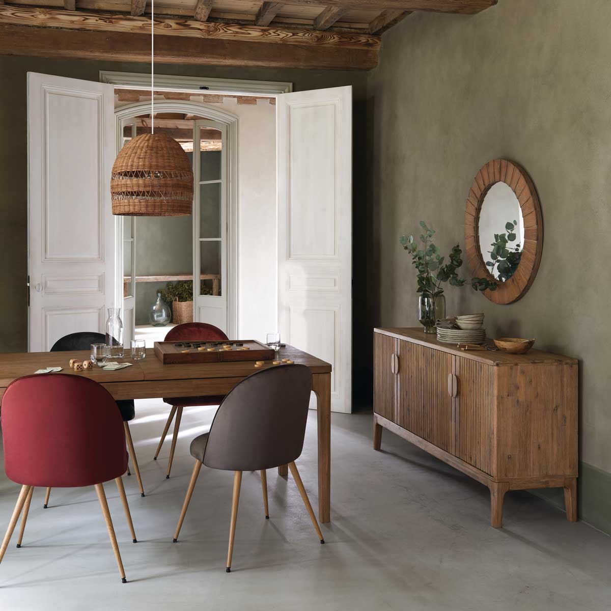 Espelho de parede castanho em madeira 83cm