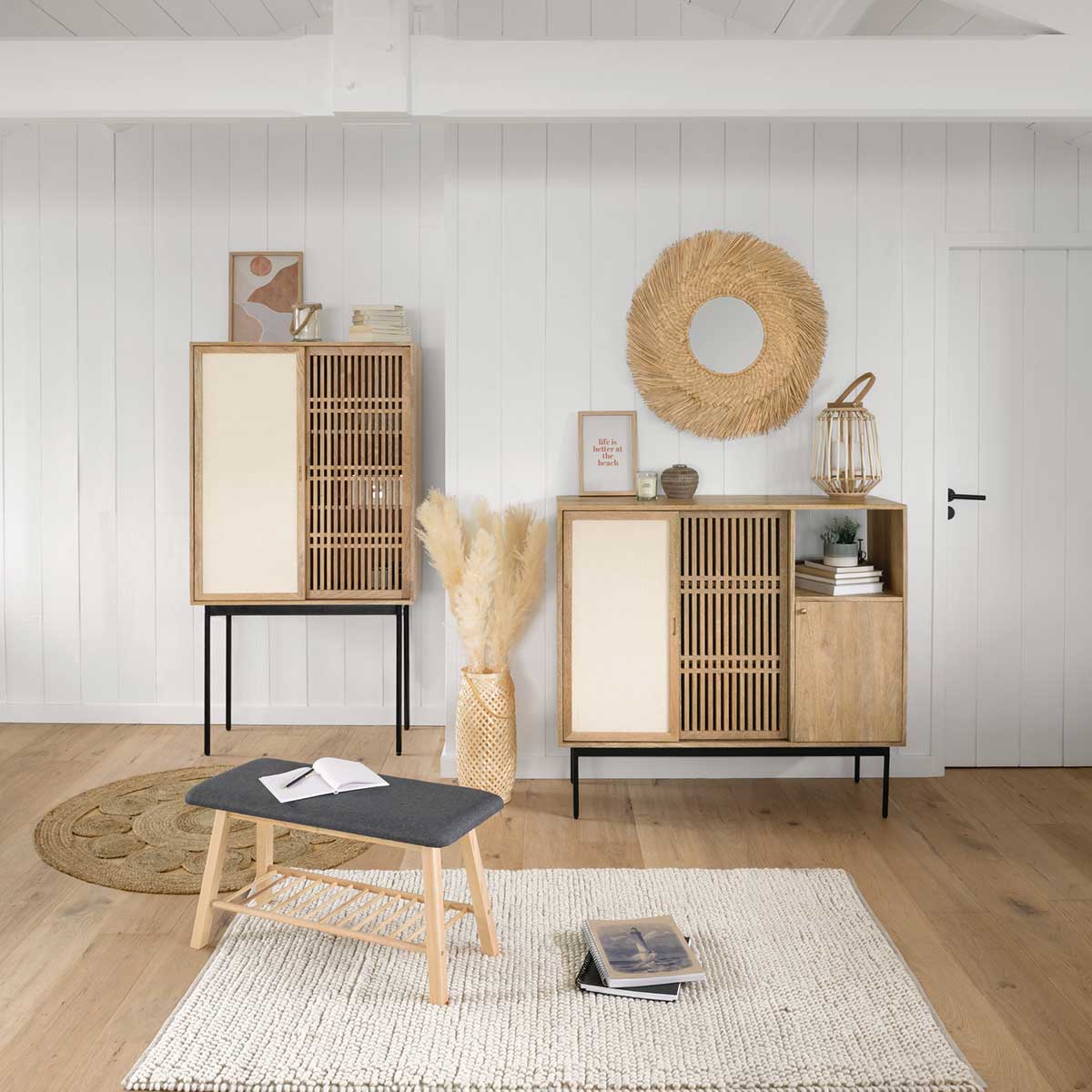 Lanterna decorativa em rattan natural