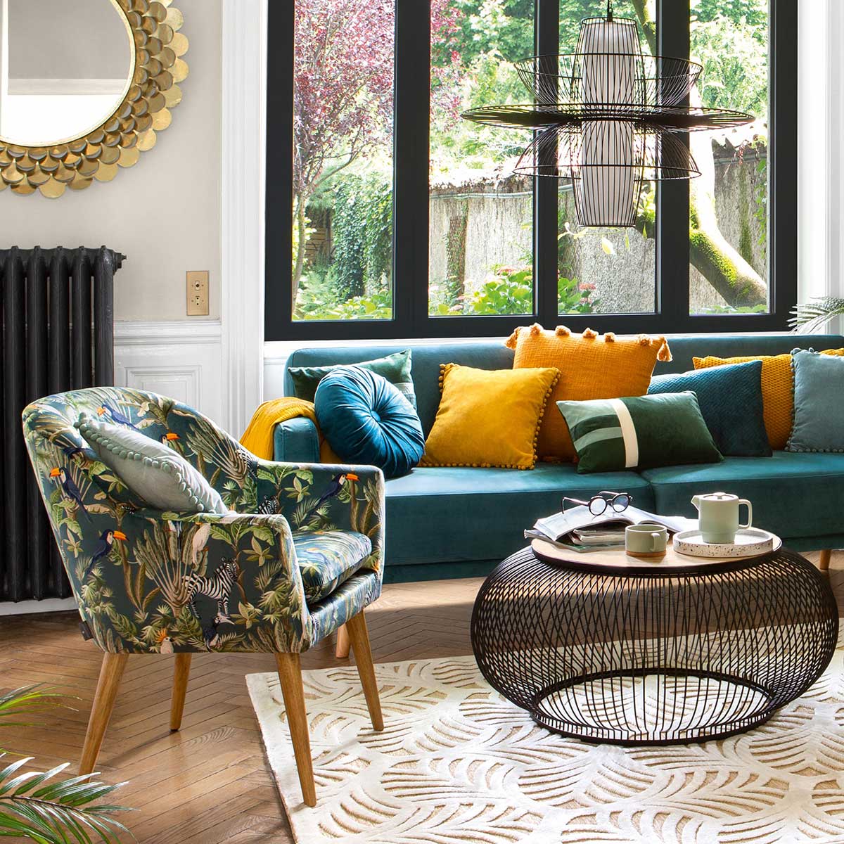 Poltrona JUNGLE verde em veludo