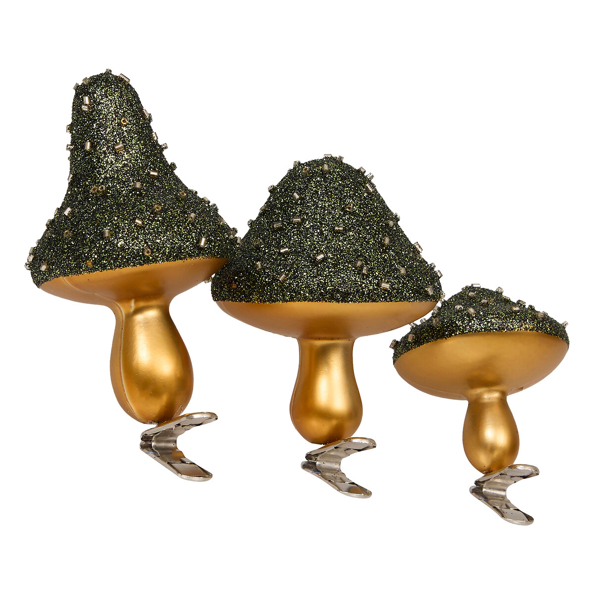 Conjunto de 3 pendurantes cogumelo verde