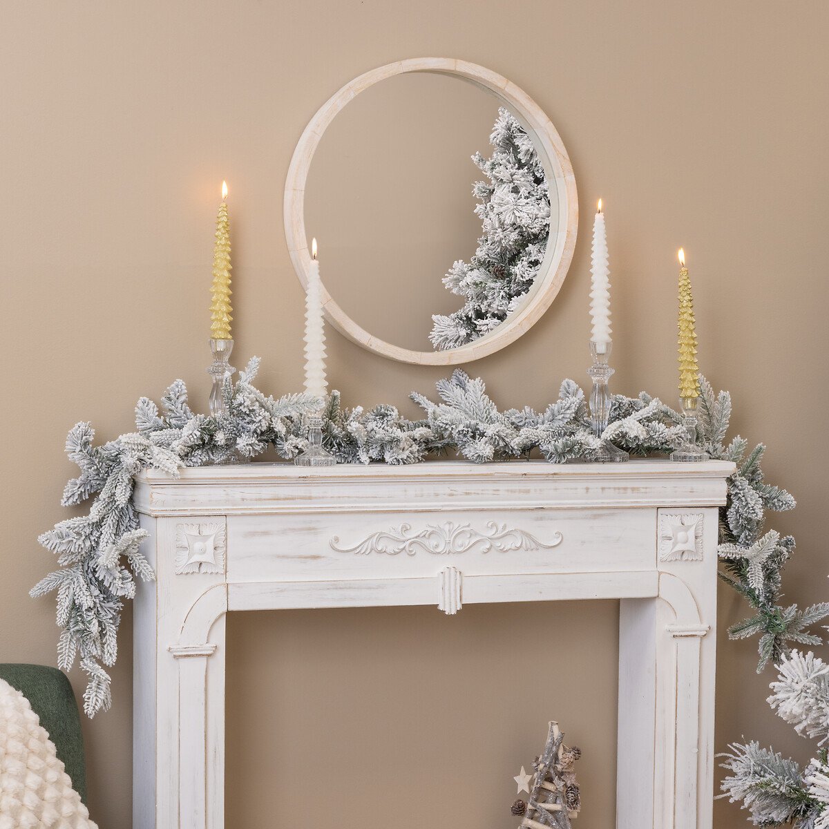 Conjunto de 2 velas árvore de natal dourada 25cm,  Conjunto de 2 velas árvore de natal dourada 25cm