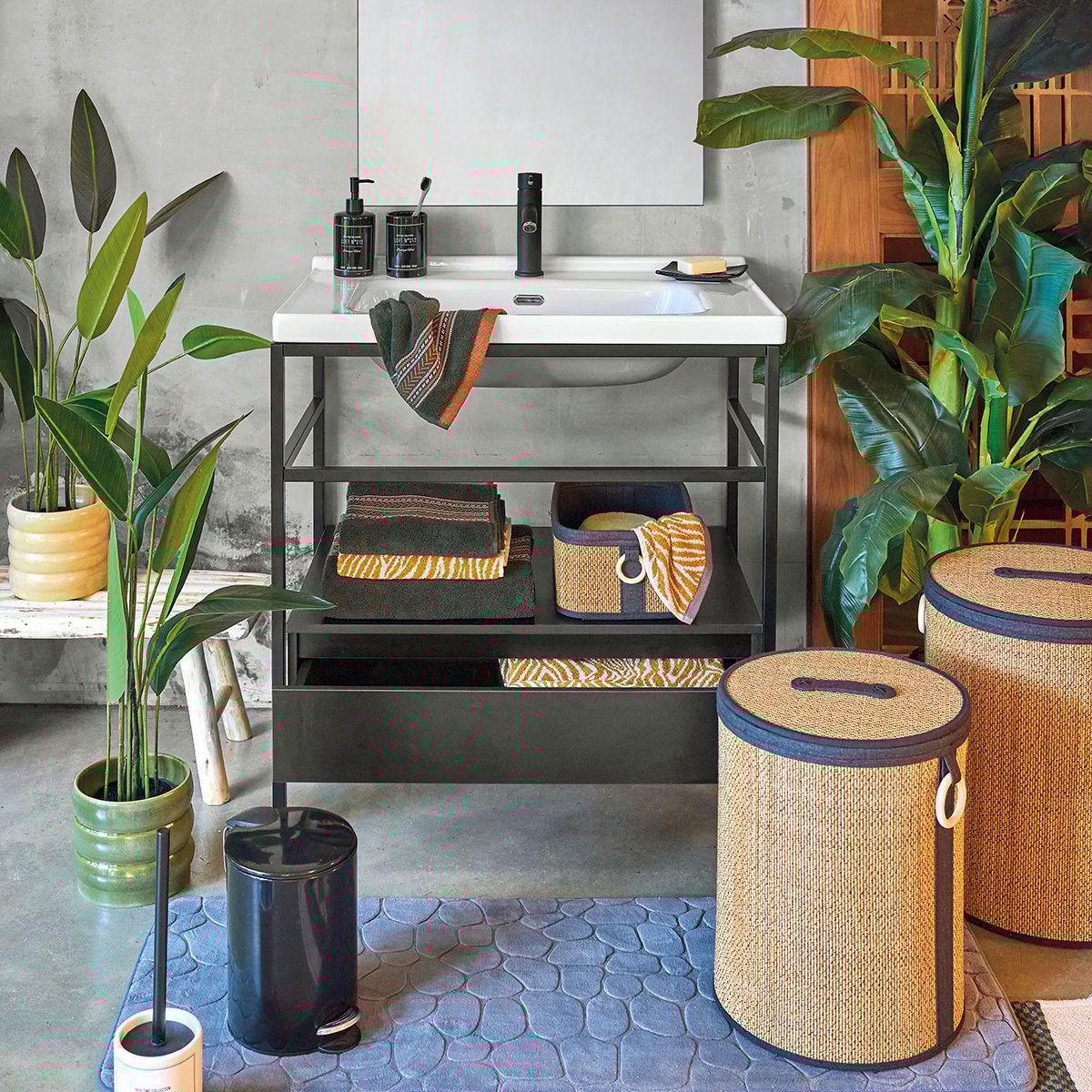 Tapete microfibra MEMOIRE cinza escuro 45x120cm