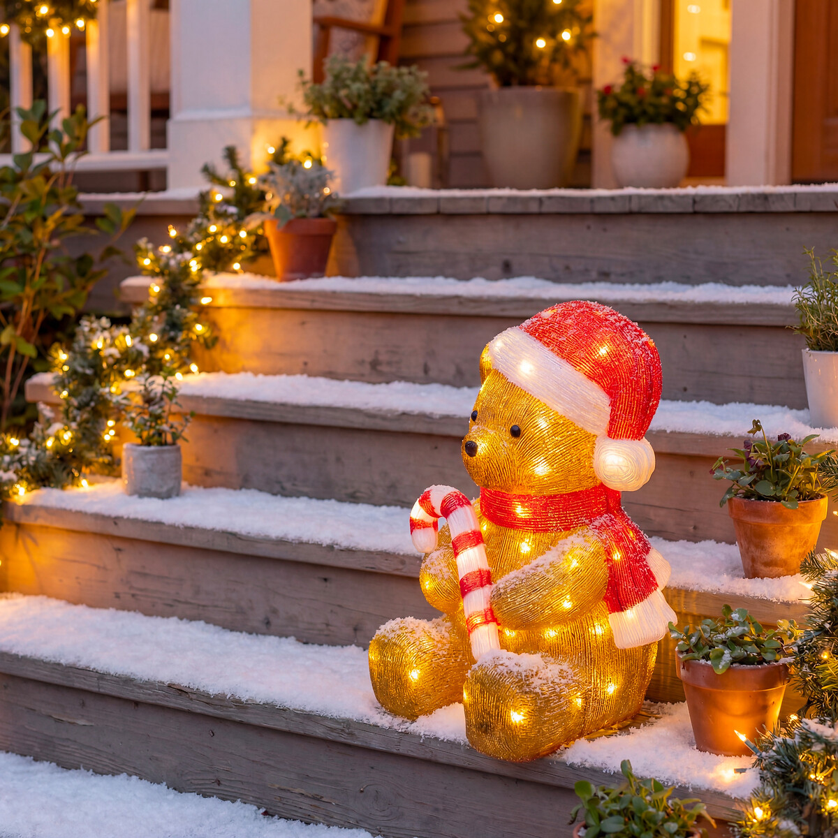 Figura decorativa em forma de urso com ilumina&ccedil;&atilde;o LED