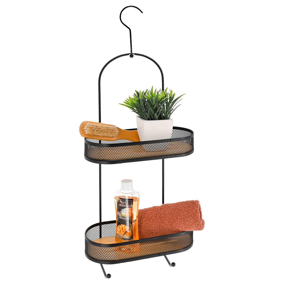 Suporte wc com gancho preto