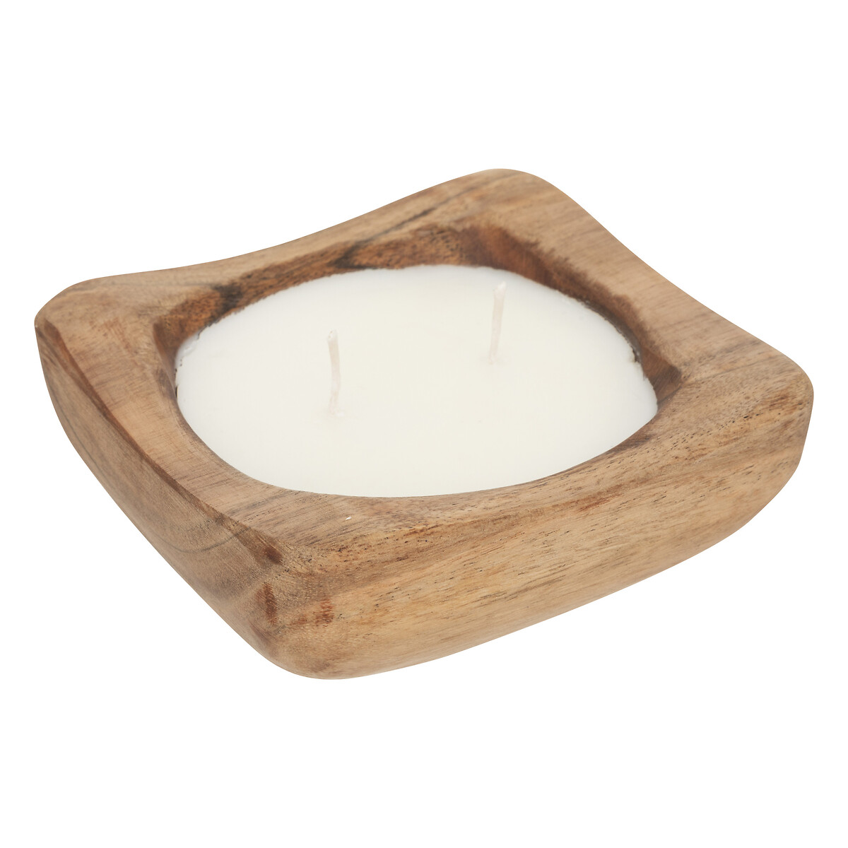 Vela perfumada linho com castiçal em madeira mango PAOLA 150g