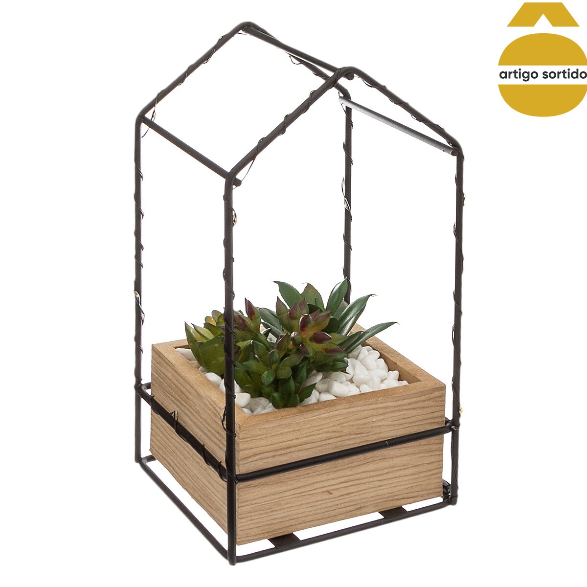 Vaso com casa led com planta