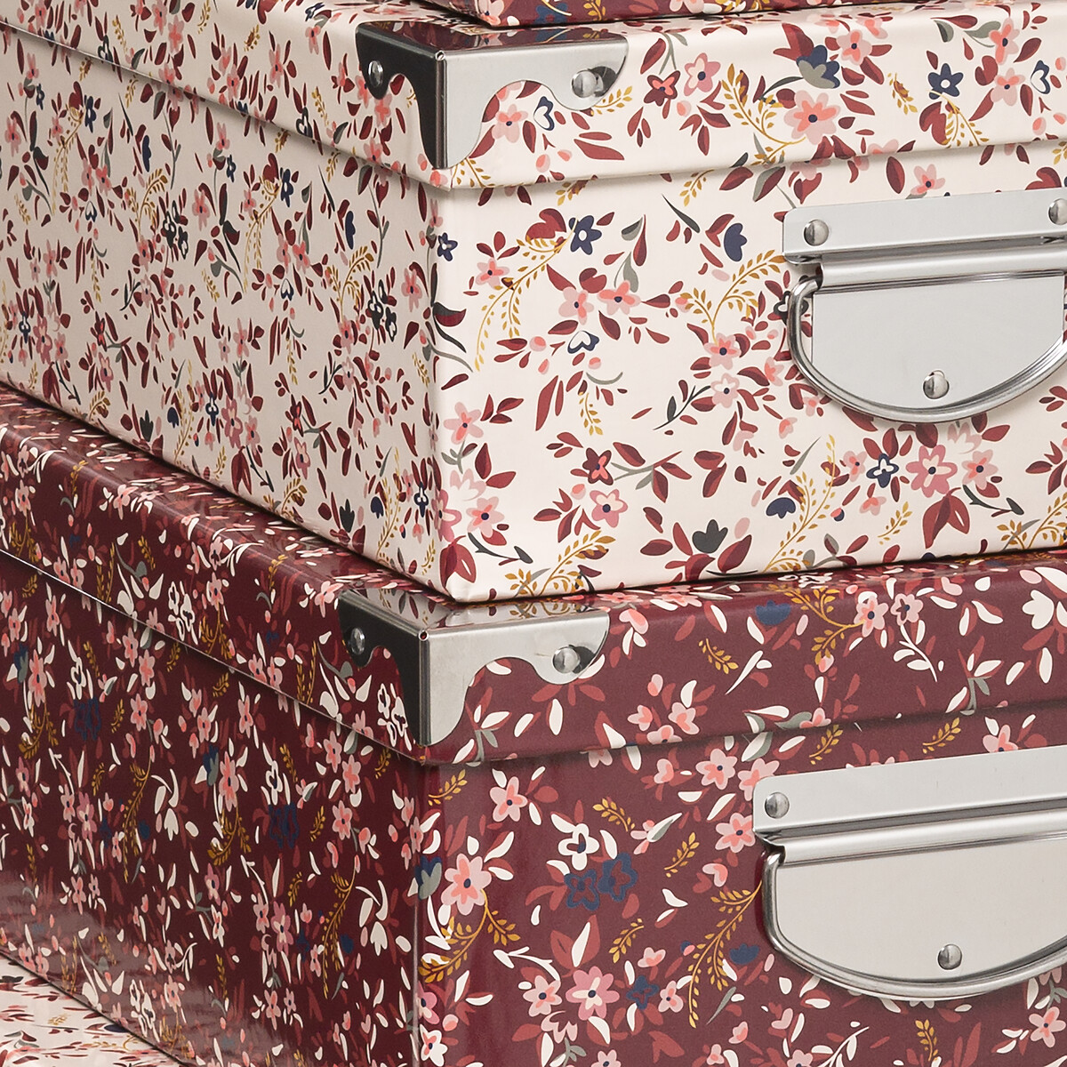 Conjunto de 6 caixas de arrumação estampadas,  Conjunto de 6 caixas de arrumação estampadas