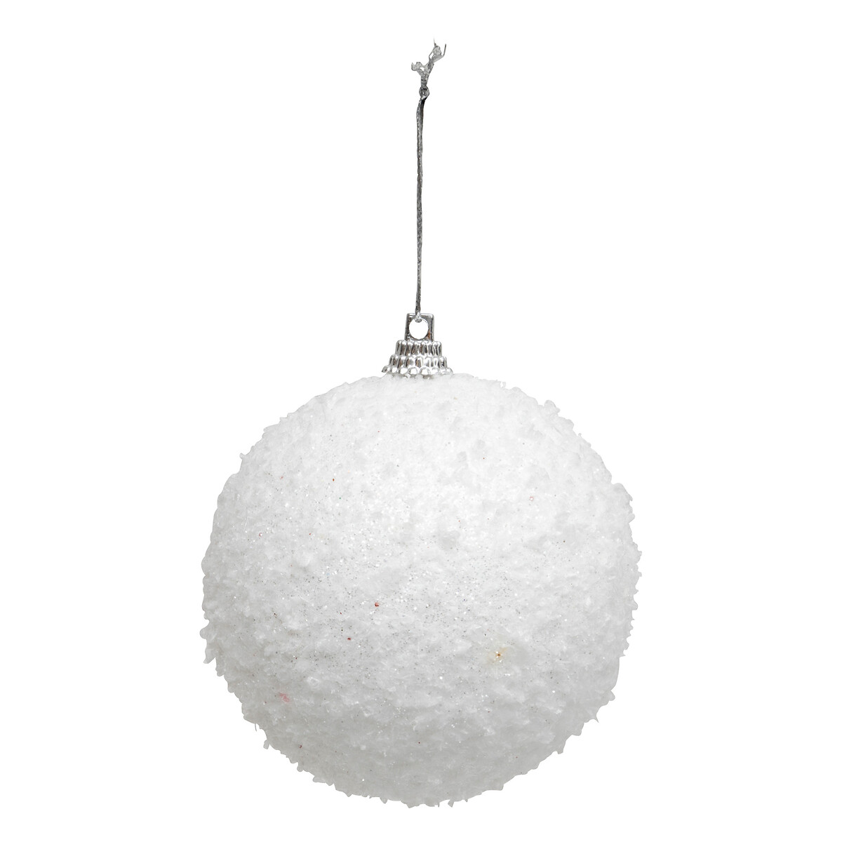 Conjunto de 4 bolas efeito neve branco 8cm