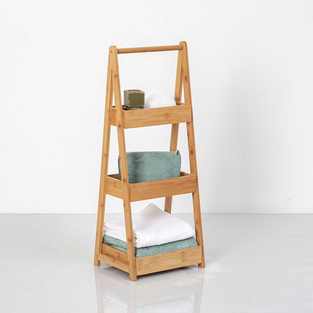 Estante wc com 3 níveis em bambu