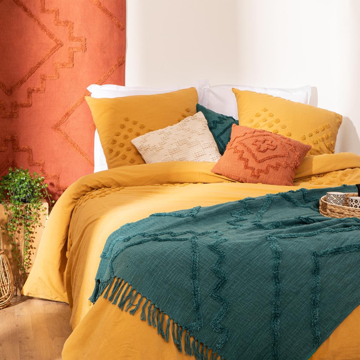 Manta INCA azul em algod&atilde;o 130x180cm