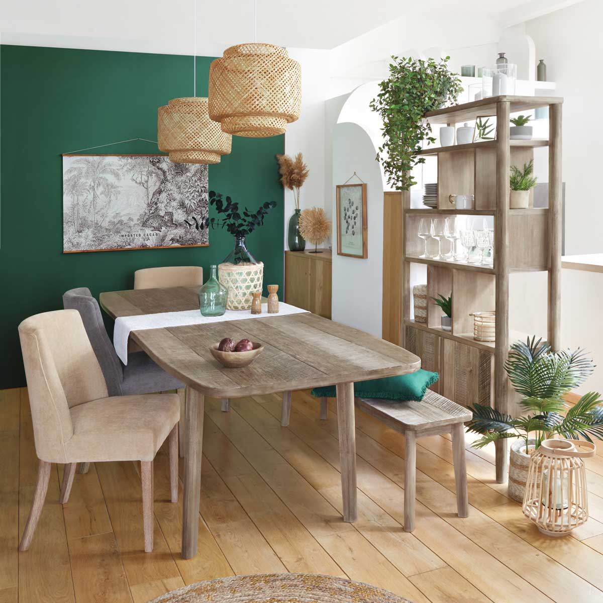 Candeeiro de teto LIBY em bambu natural