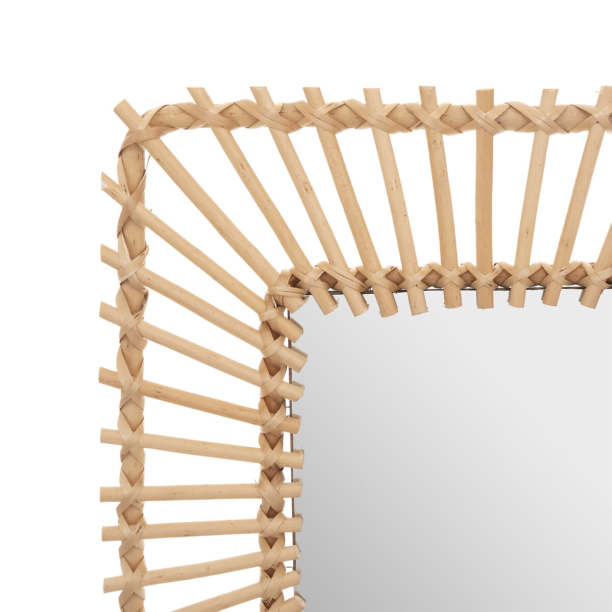 Espelho de parede quadrado em rattan bege