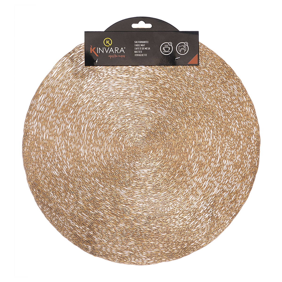 Individual de mesa redondo dourado 38cm