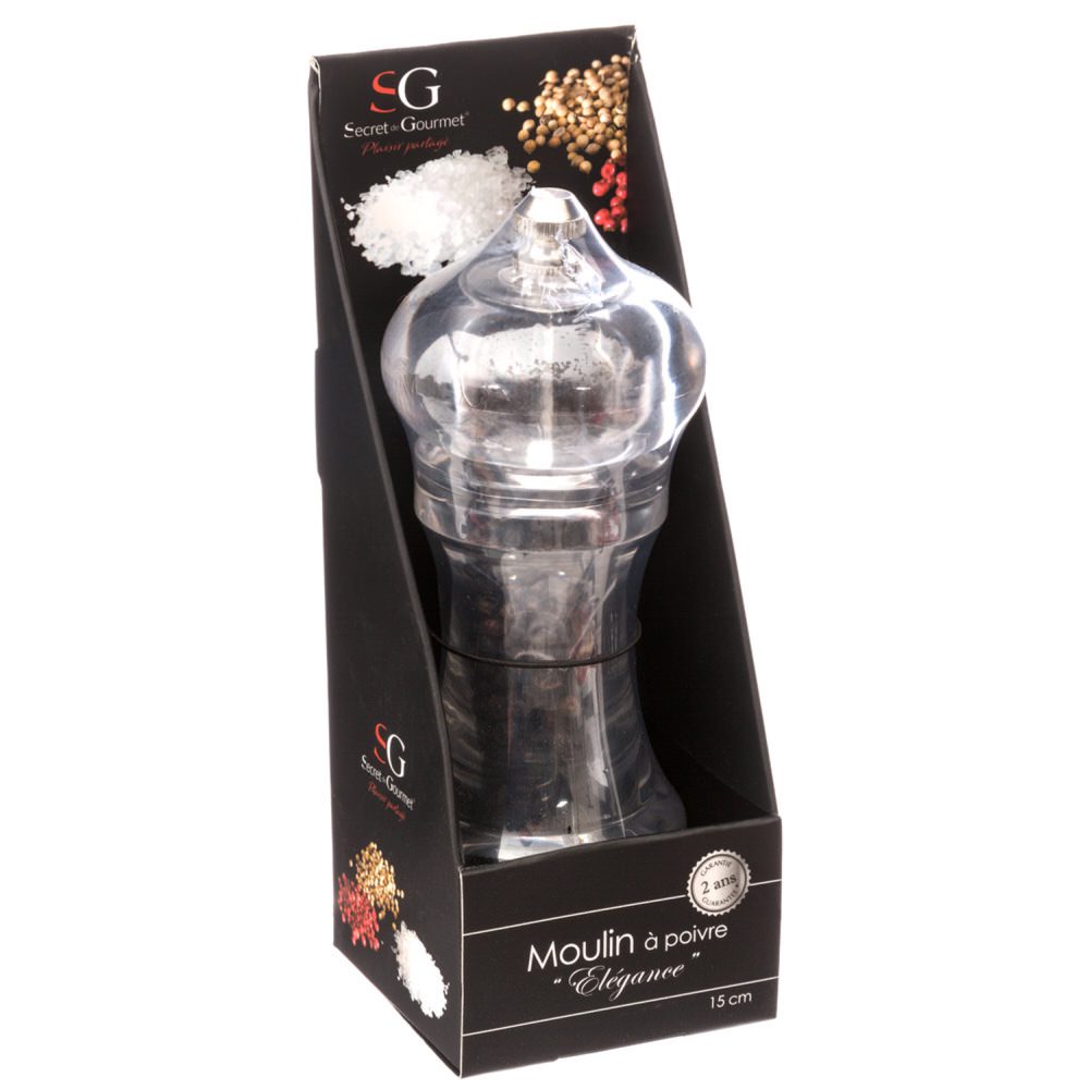 Moinho com pimenta em acrílico,  Moinho com pimenta em acrílico