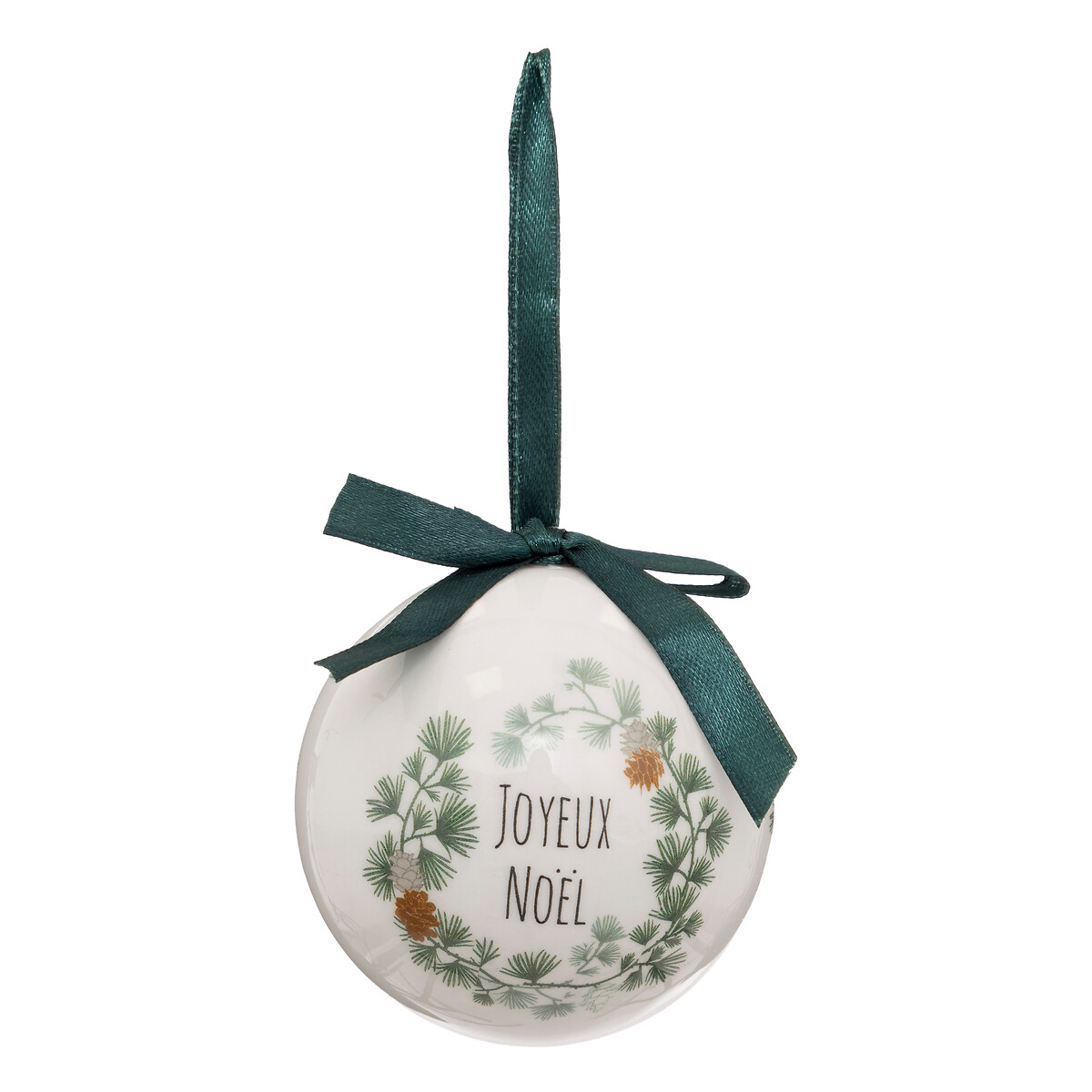 Pendurante bola papel coroa com fita verde 7,5cm