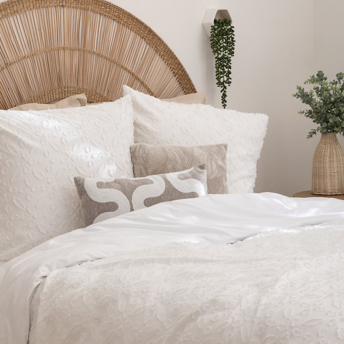 Capa de edred&atilde;o e 2 capas de almofada branco SWAN 240x260cm