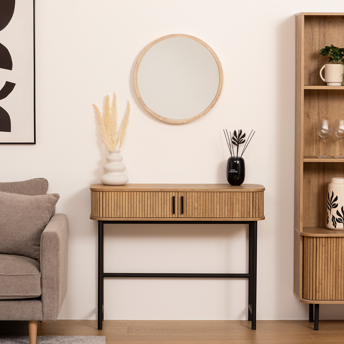 Espelho de parede SCANDINAVE em madeira 50cm