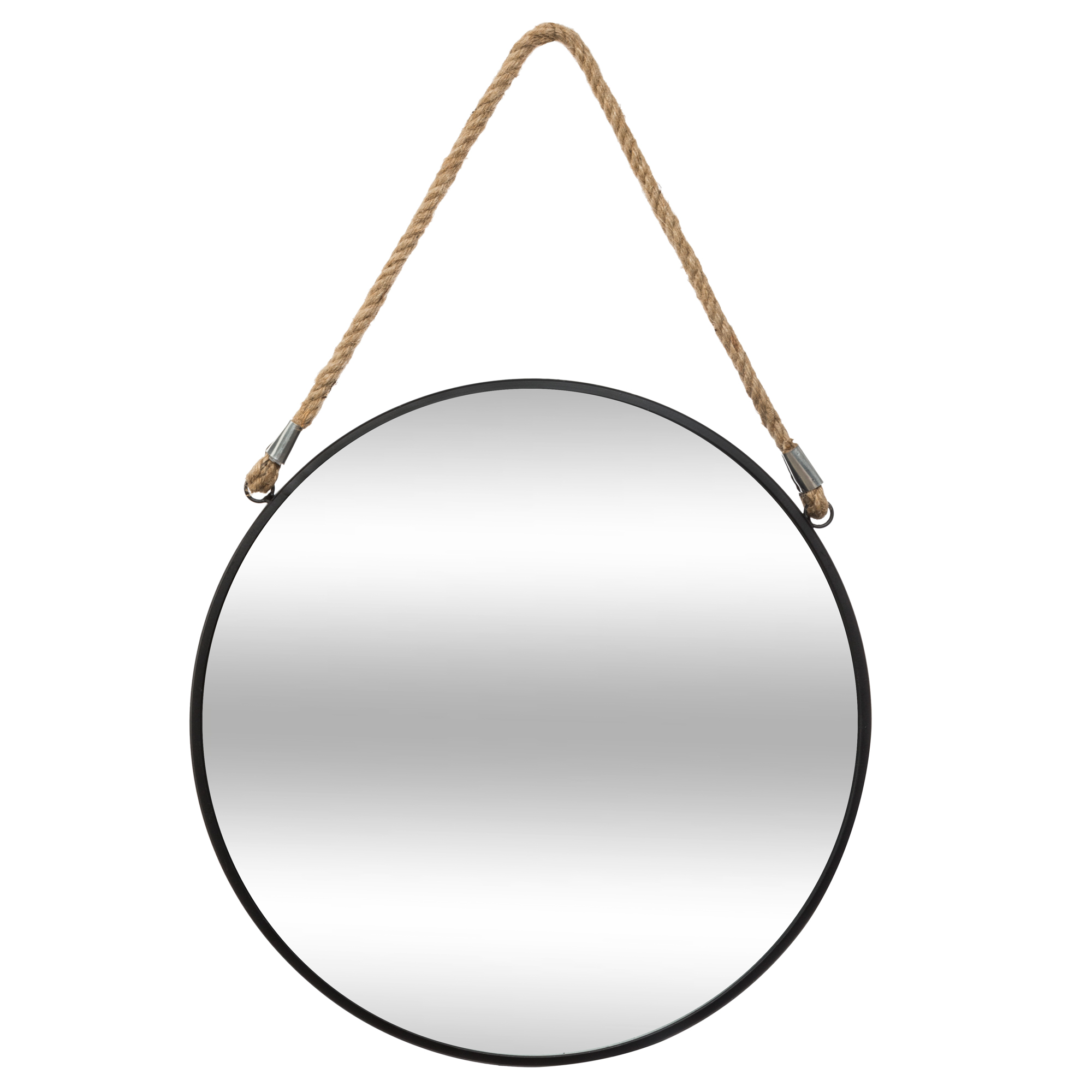 Espelho de parede ETNIC redondo preto com corda 55cm