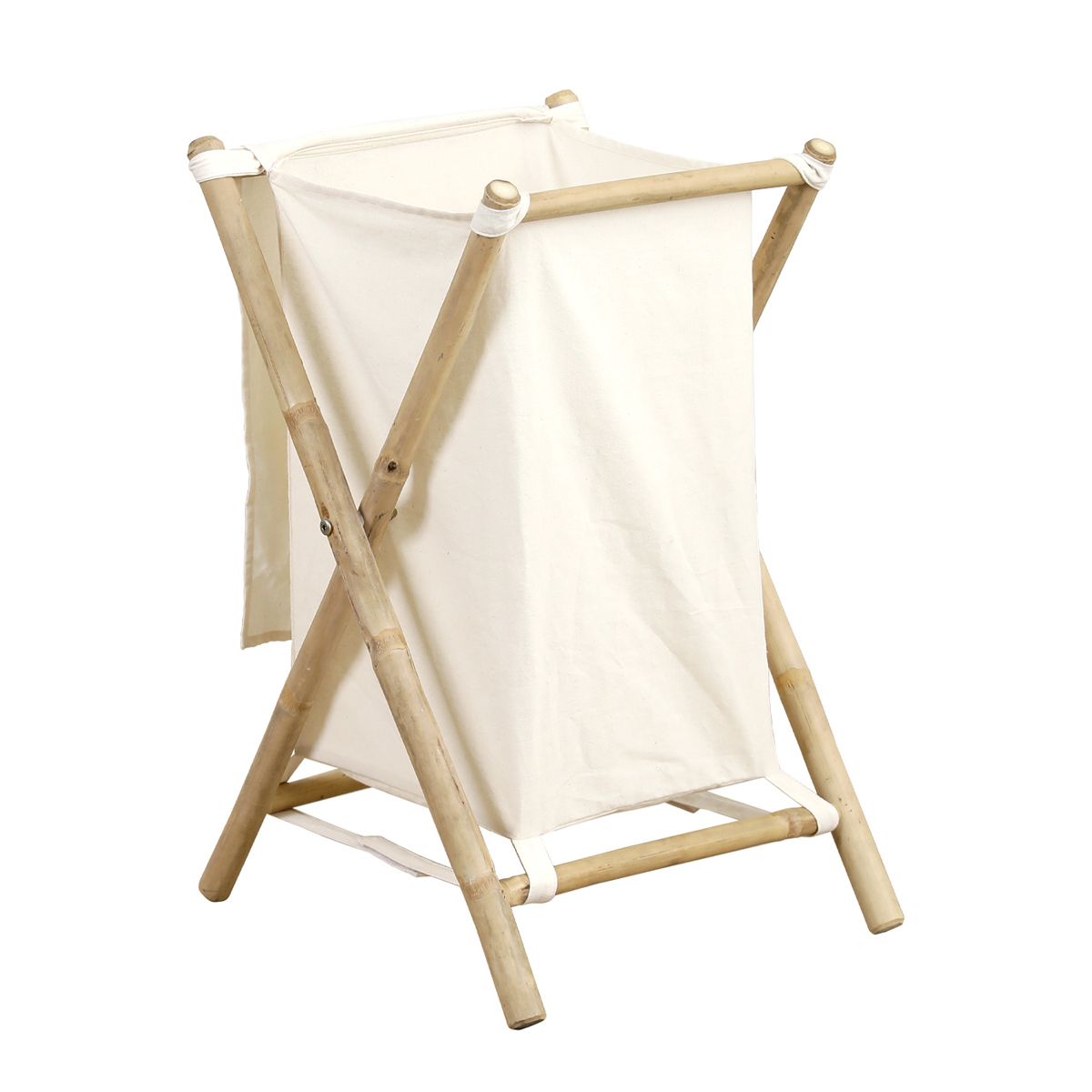 Cesto de roupa wc em bambu e tecido natural,  Cesto de roupa wc em bambu e tecido natural