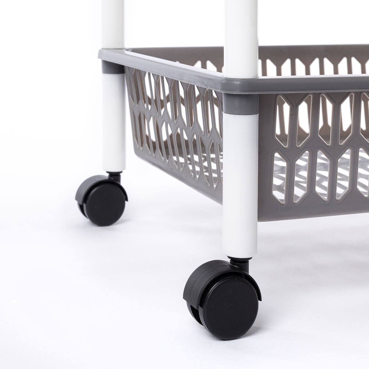 Carrinho de cozinha com 3 cestos cinza