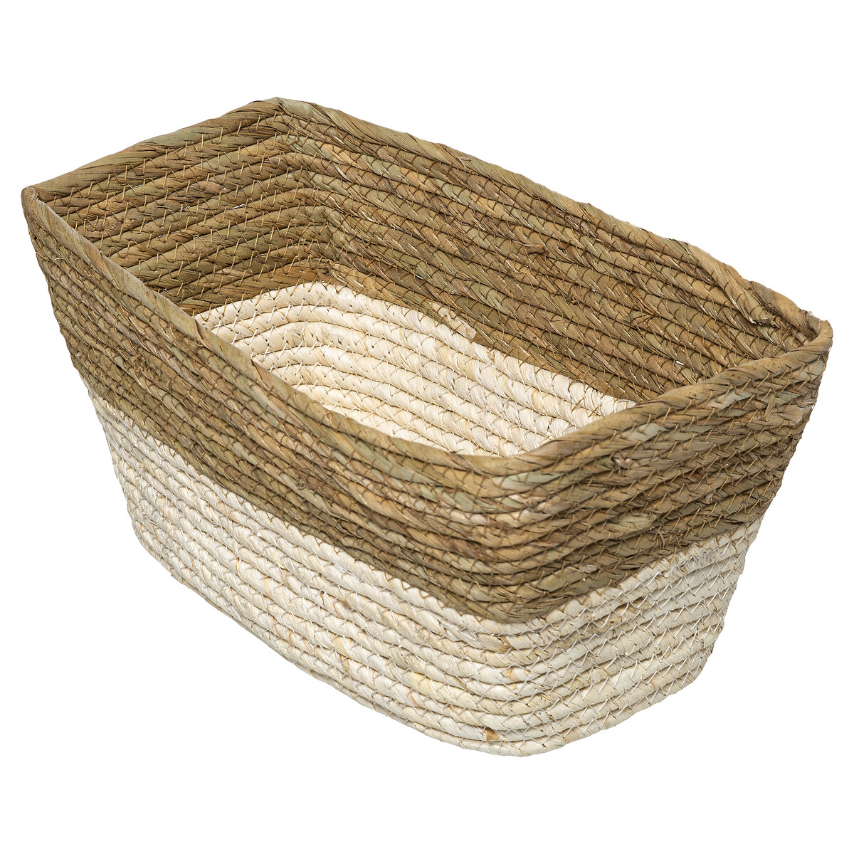 Cesto de arruma&ccedil;&atilde;o em palha bege 15x31cm