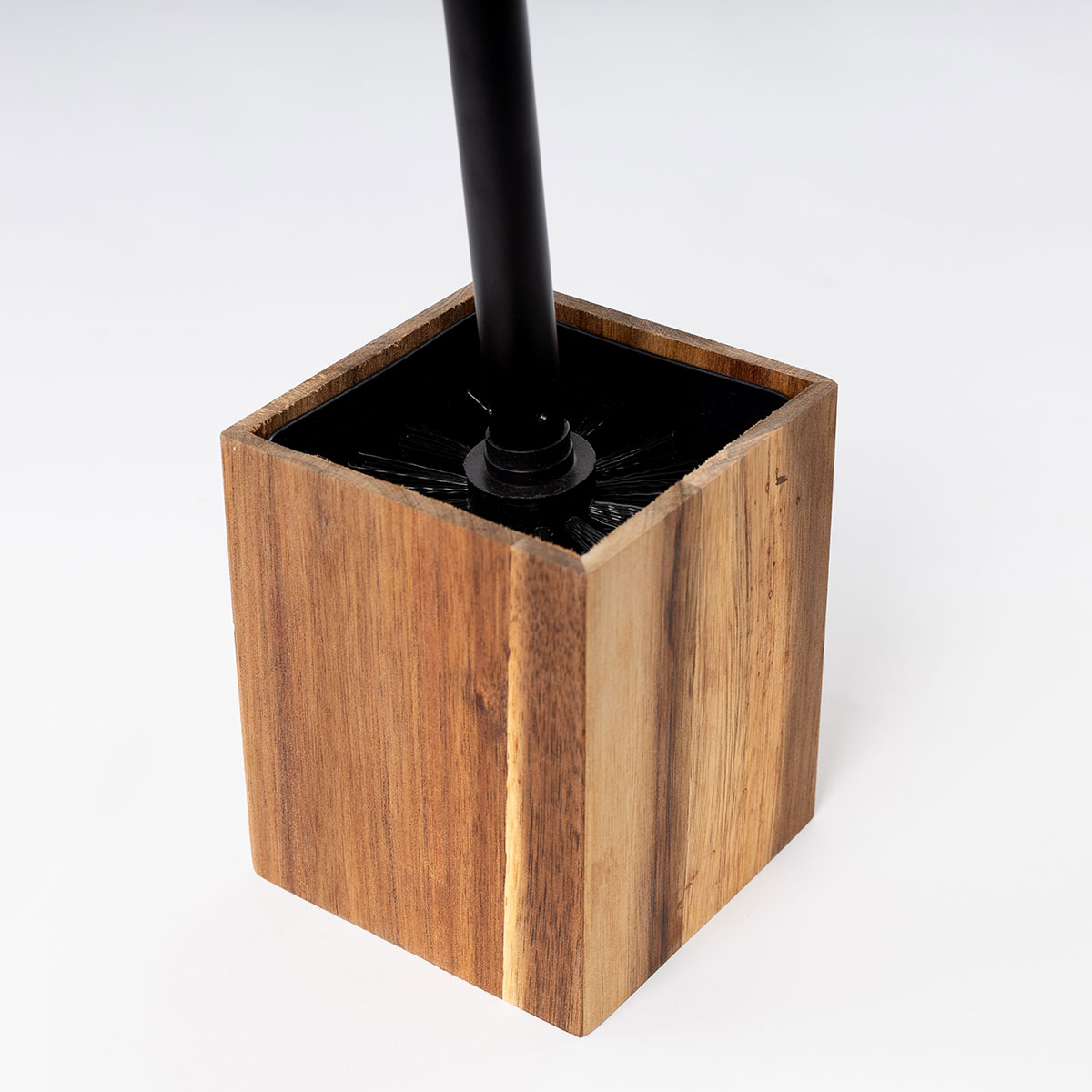 Escova wc castanha em madeira acácia