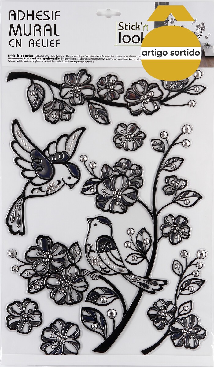 Sticker com relevo prateado 40x29cm,  Sticker com relevo prateado 40x29cm