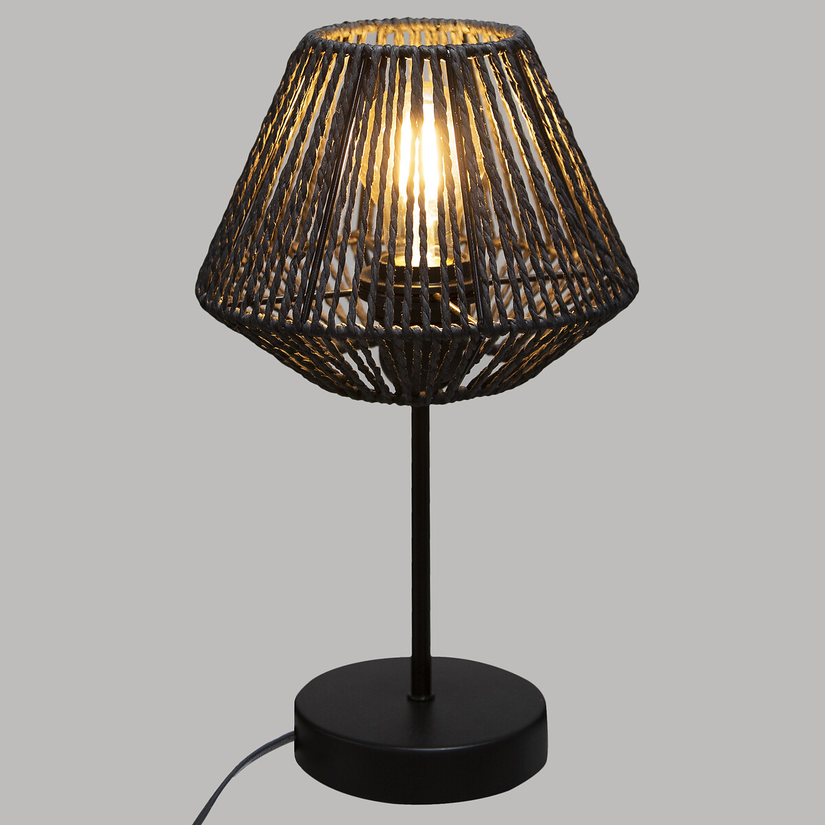 Candeeiro de mesa JILY preto ETNIC em corda
