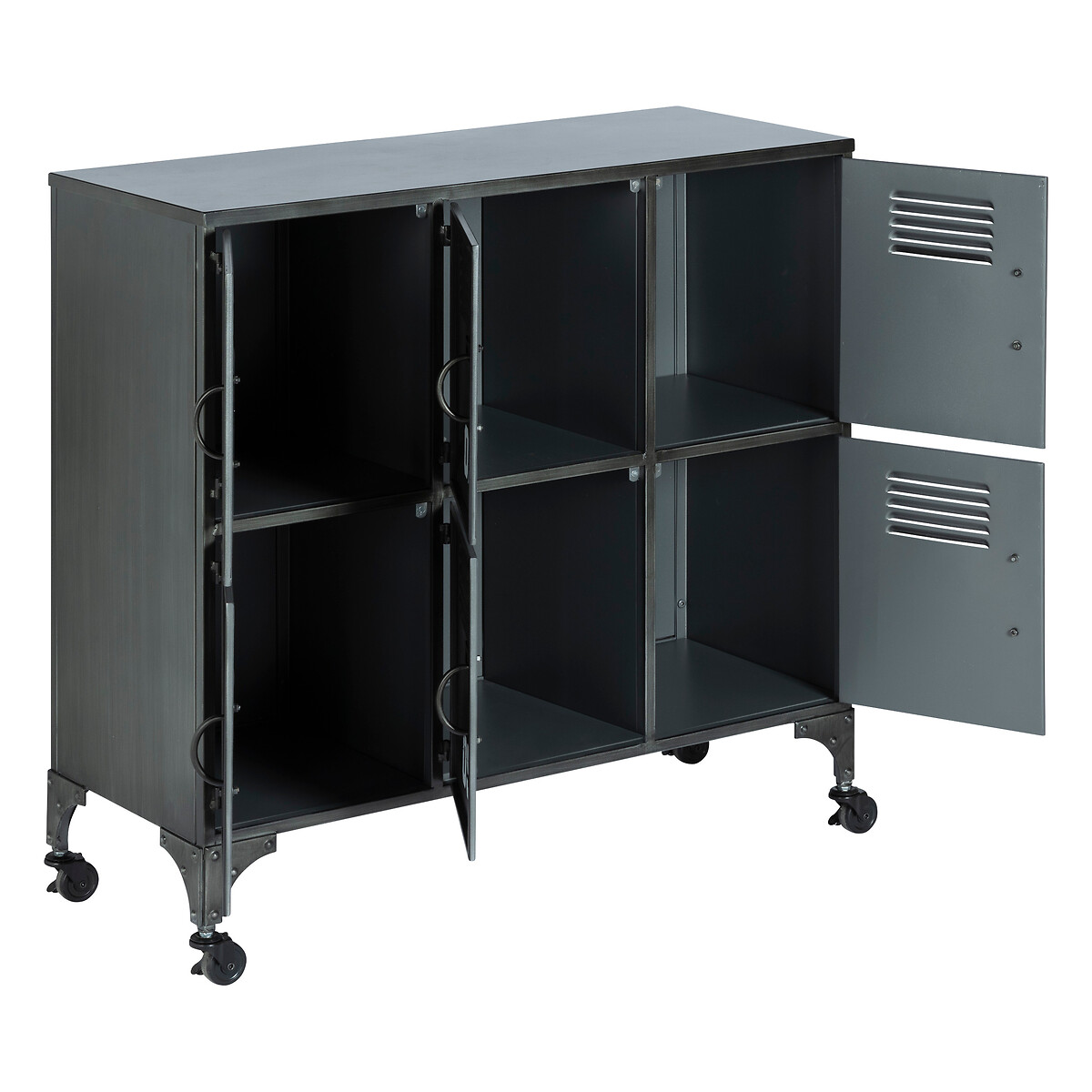 M&oacute;vel com 6 portas numeradas SEVIN preto em metal
