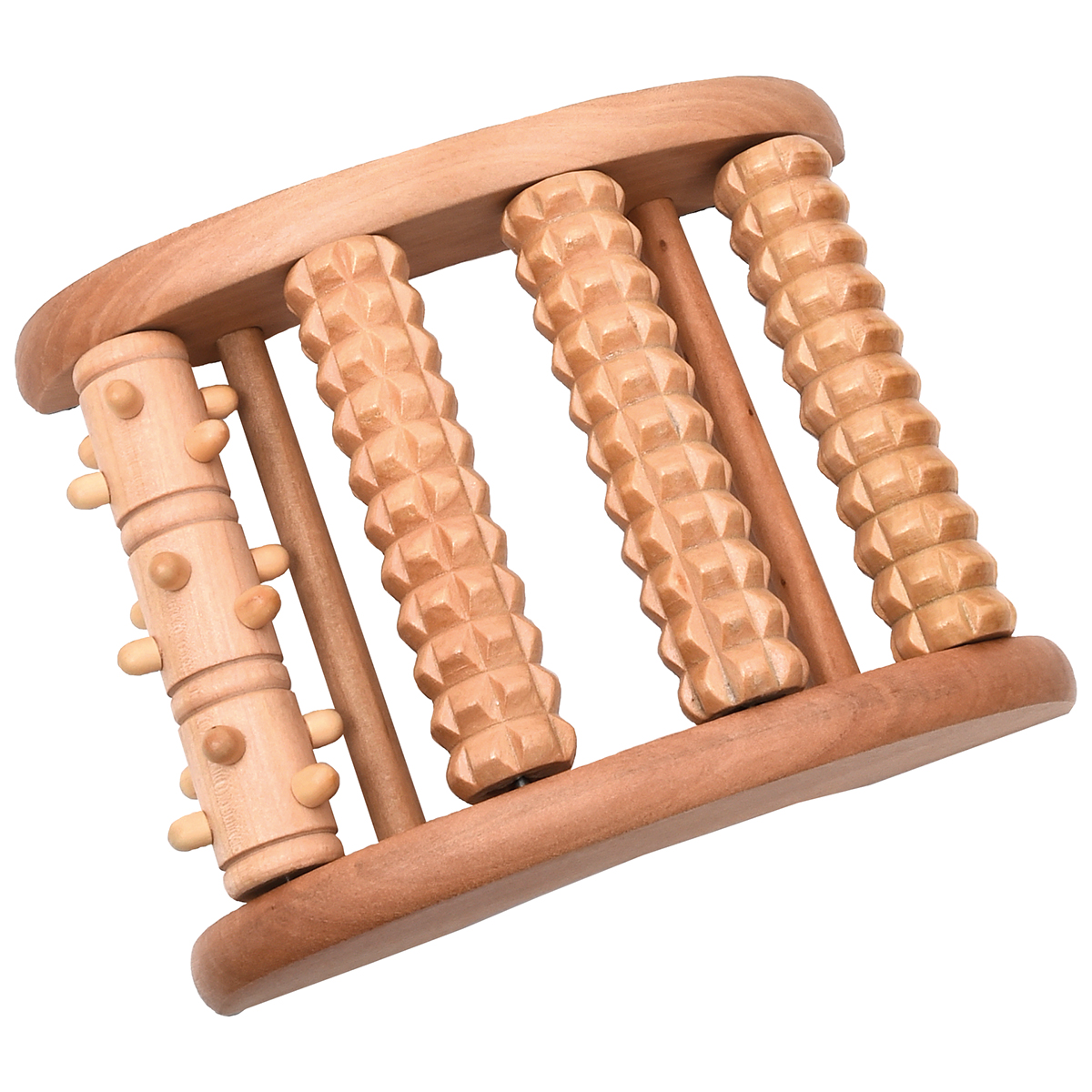 Massajador de pés em madeira com 4 rolos