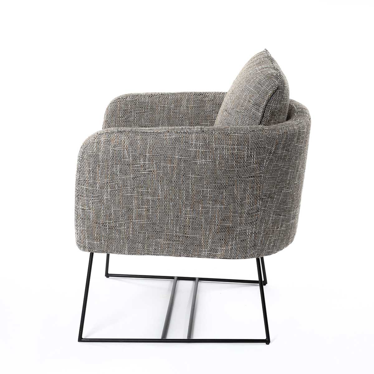 Poltrona TIM cinza com pernas em metal