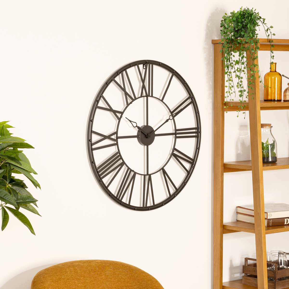 Rel&oacute;gio decorativo de parede preto VINTAGE