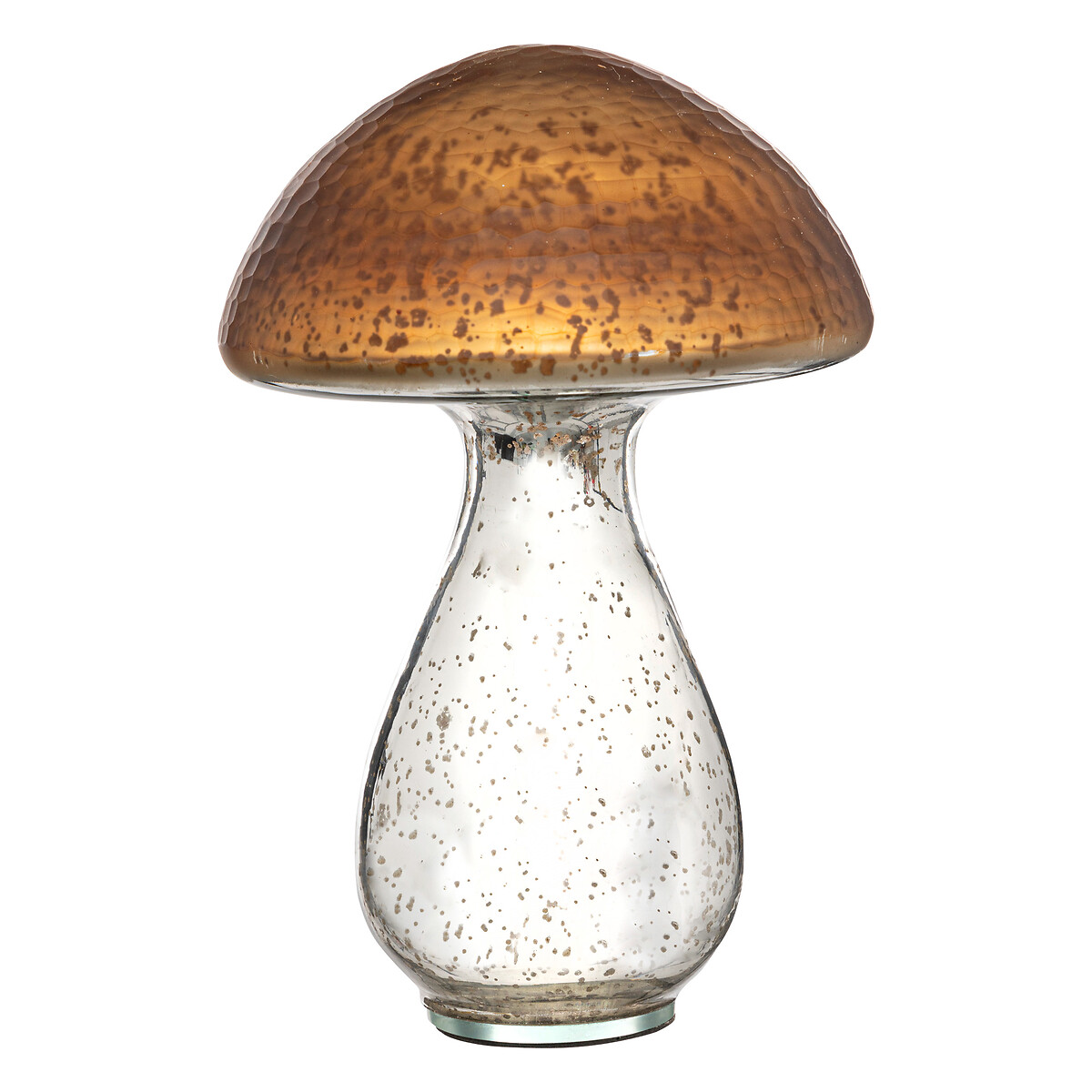 Cogumelo decorativo dourado em vidro 25cm