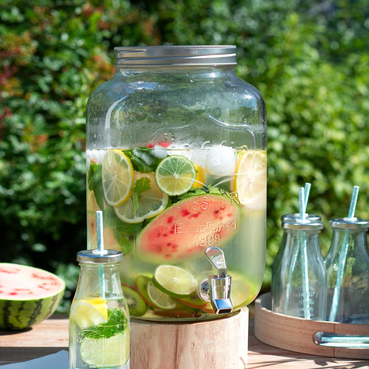 Frasco de vidro com torneira 8l