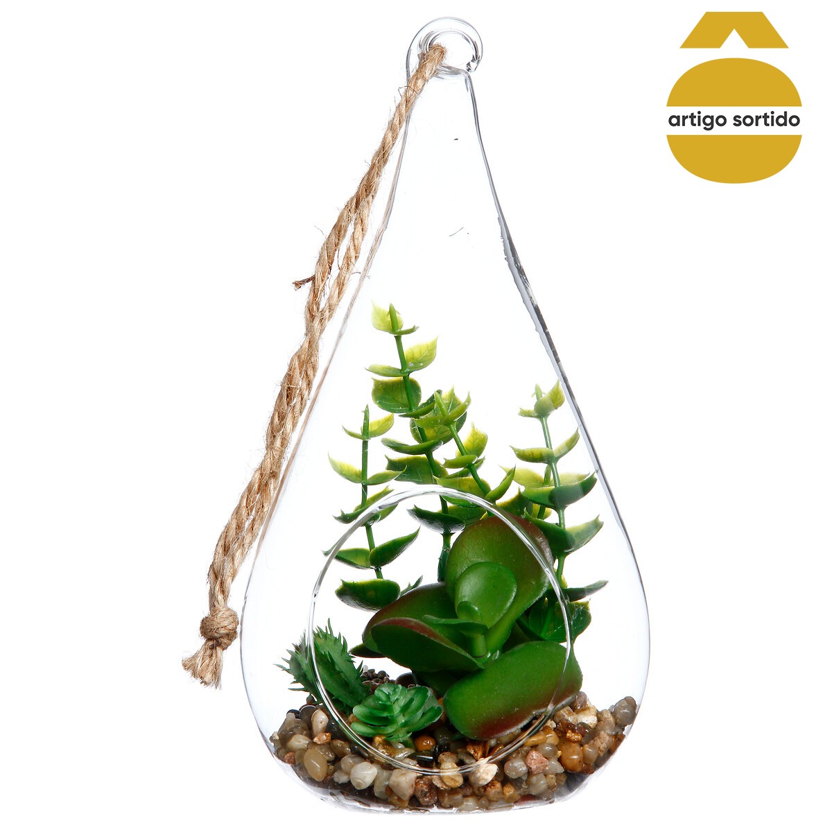 Vaso GOTA suspenso com planta 19,5cm