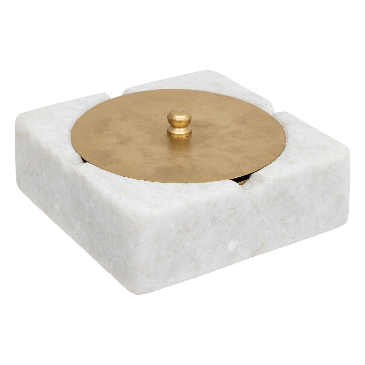 Cinzeiro BOU dourado e m&aacute;rmore branco