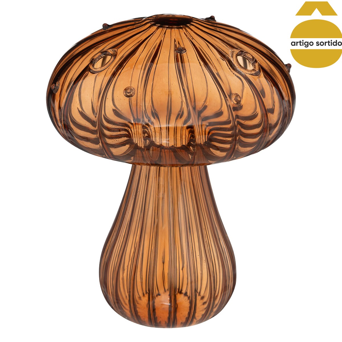 Jarra cogumelo em vidro 12cm