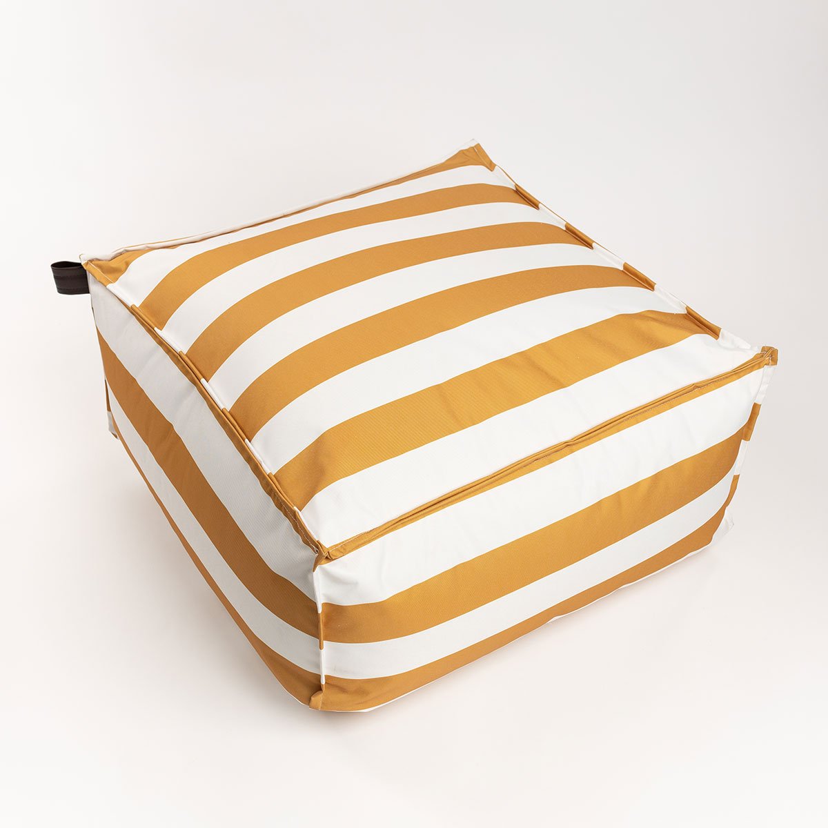 Pufe cubo impermeável riscas branco e amarelo