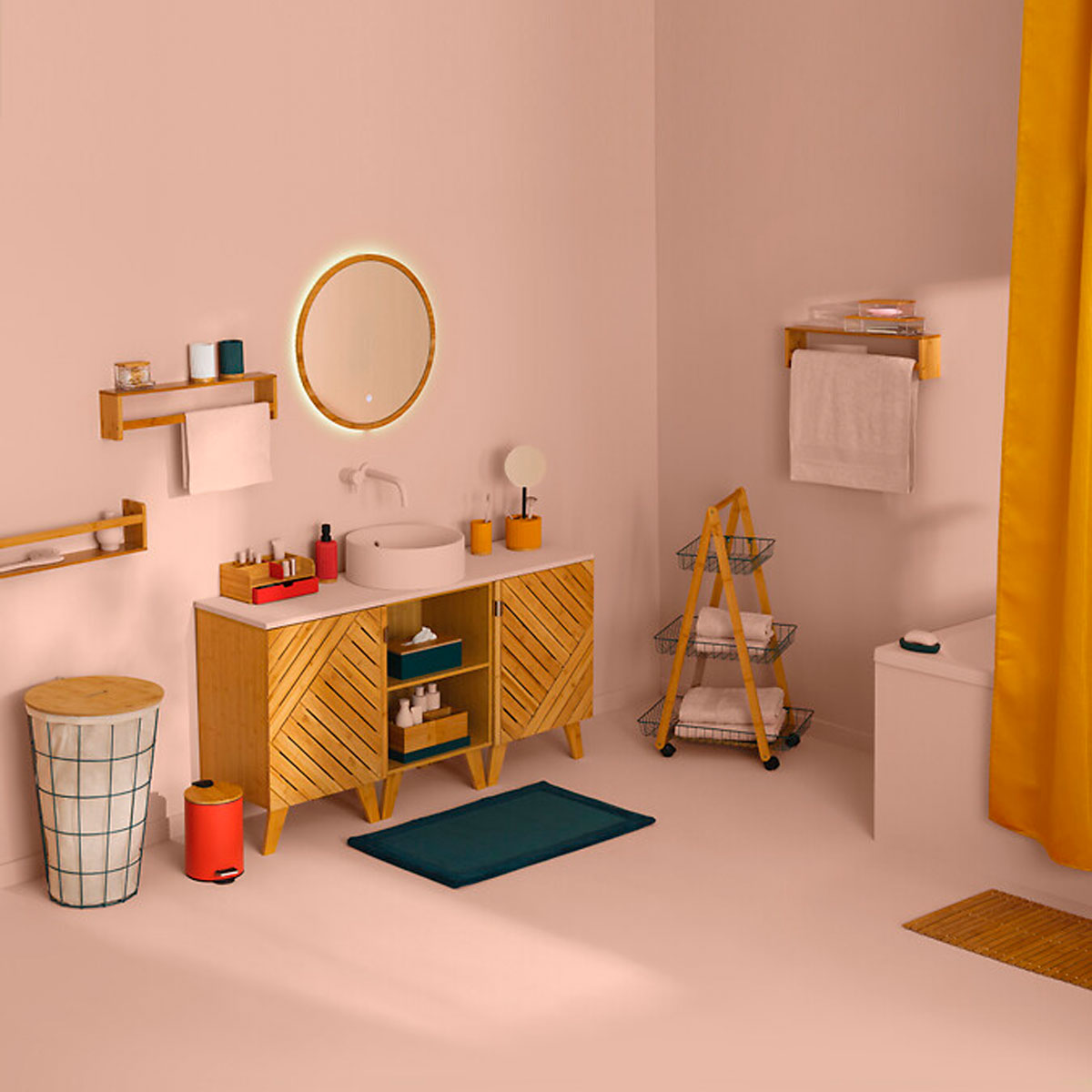 M&oacute;vel de apoio em bambu com porta