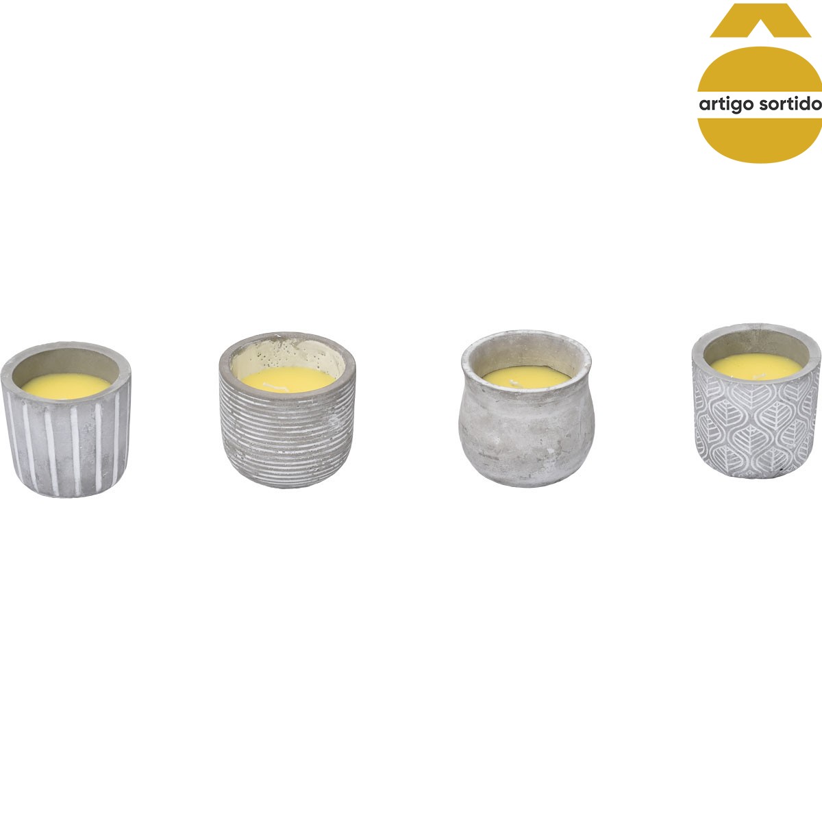 Vela citronela com jarro cinza em cer&acirc;mica