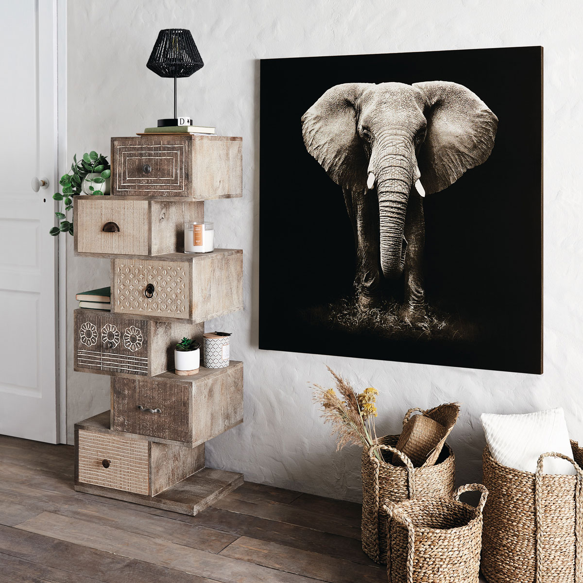 C&oacute;moda com 6 gavetas AJAY bege 122cm