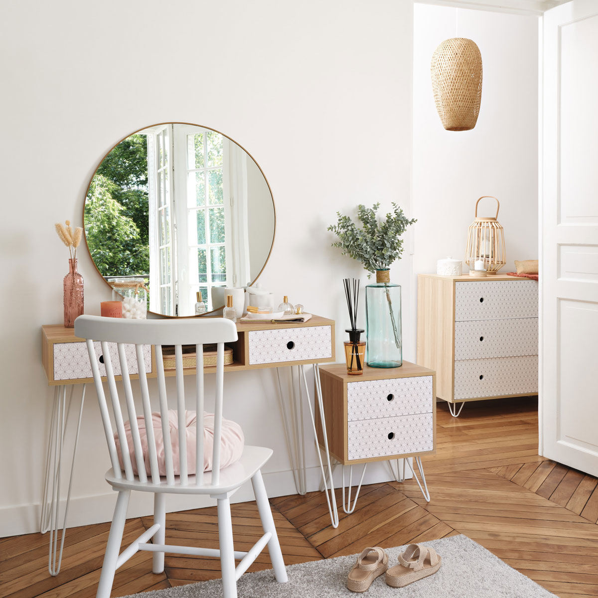 Candeeiro de teto em bambu 46cm