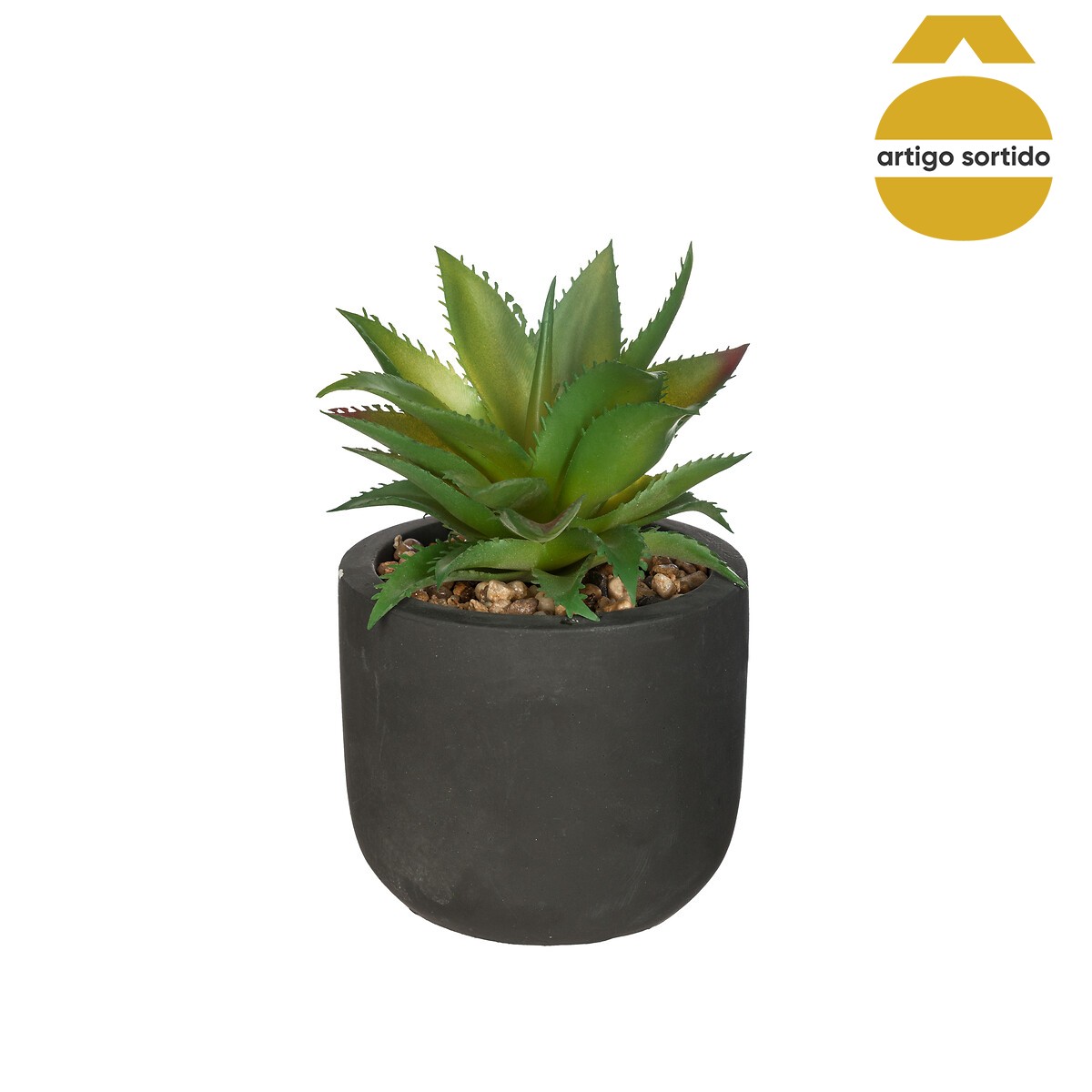 Vaso de cimento preto com planta 20cm
