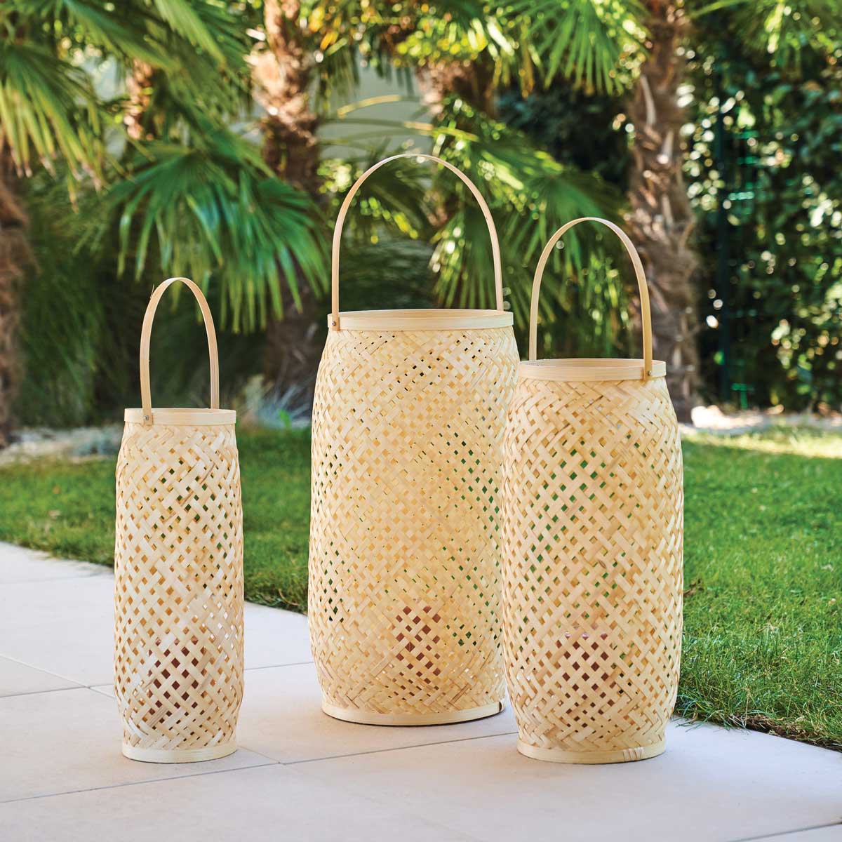 Lanterna natural CROSS em bambu 47cm