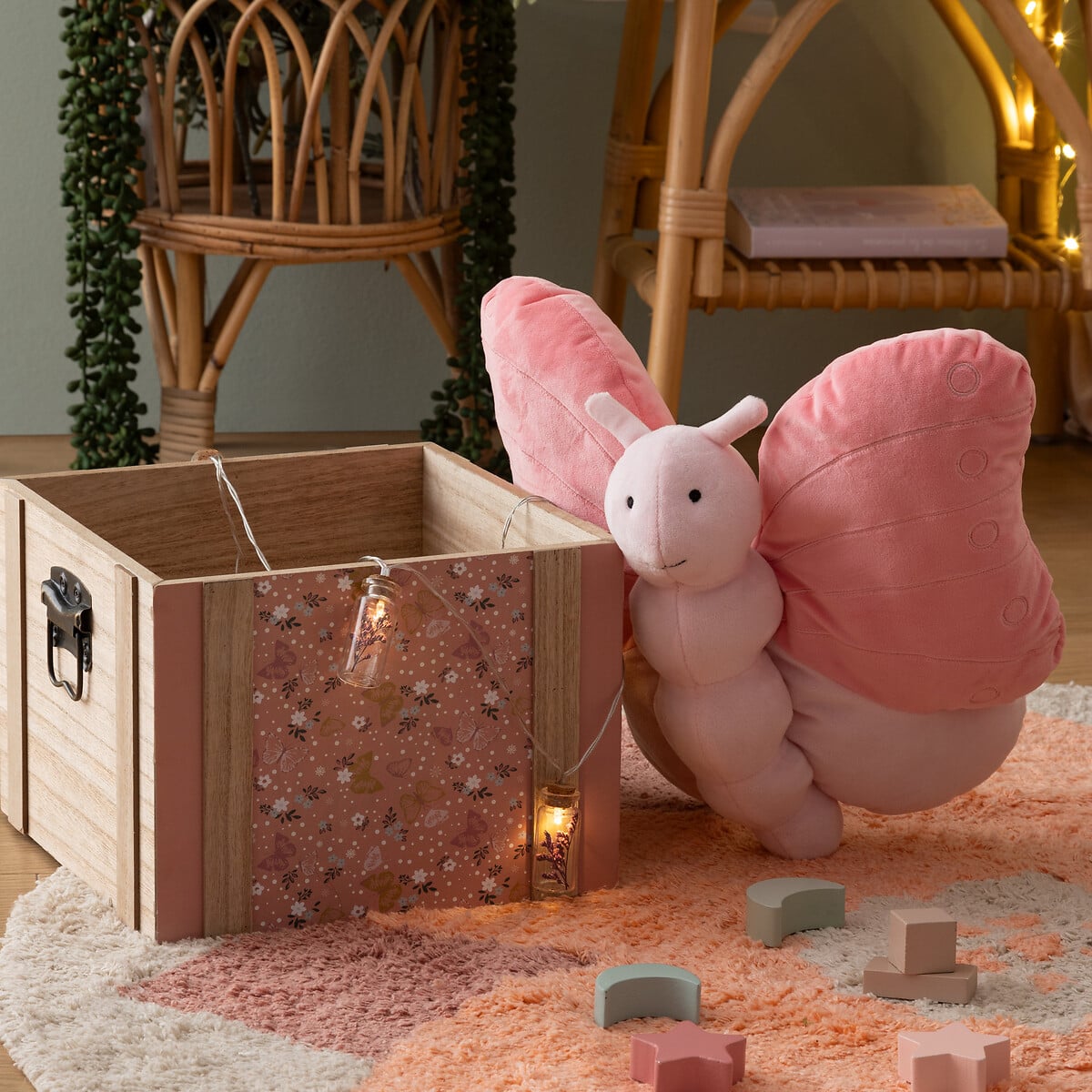 Peluche em forma de borboleta FORET ENCHANTEE rosa 5x29x37cm